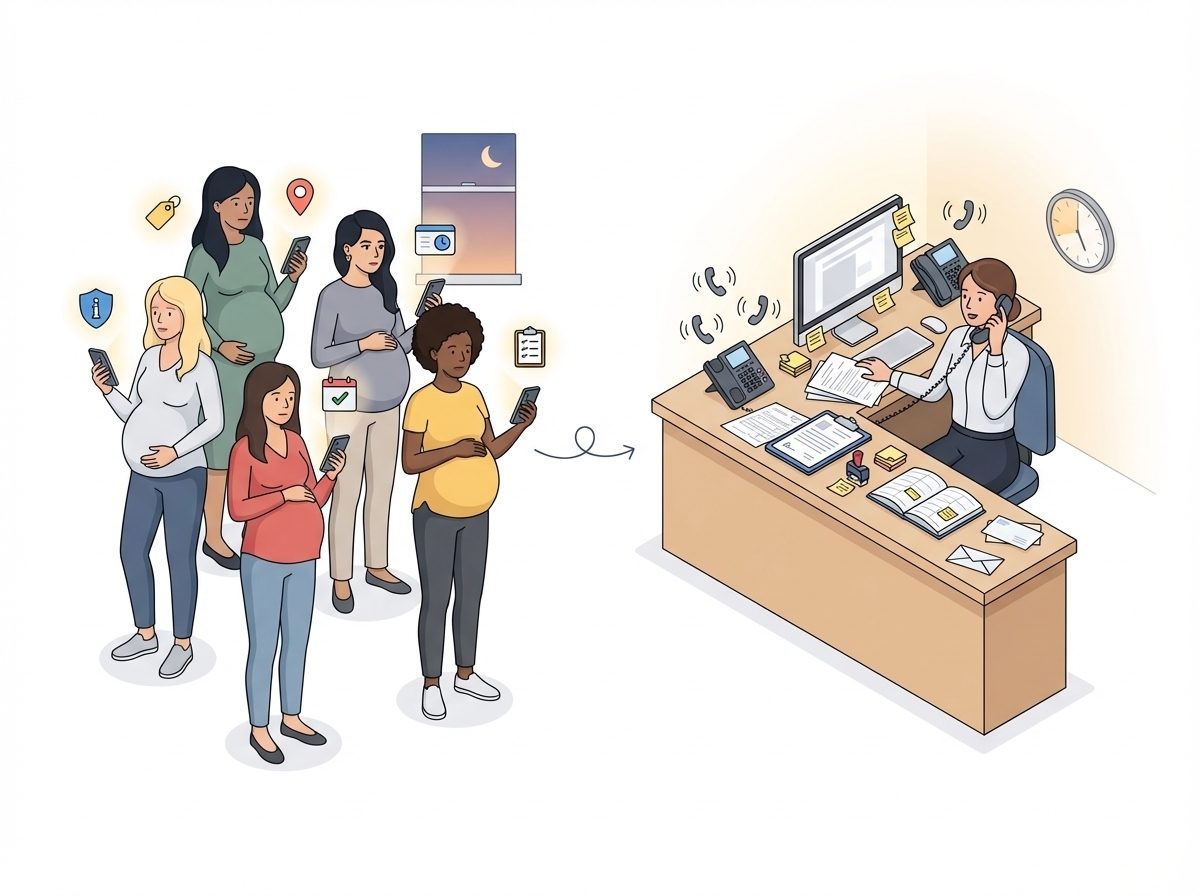 Zwangeren vrouwen druk op receptie